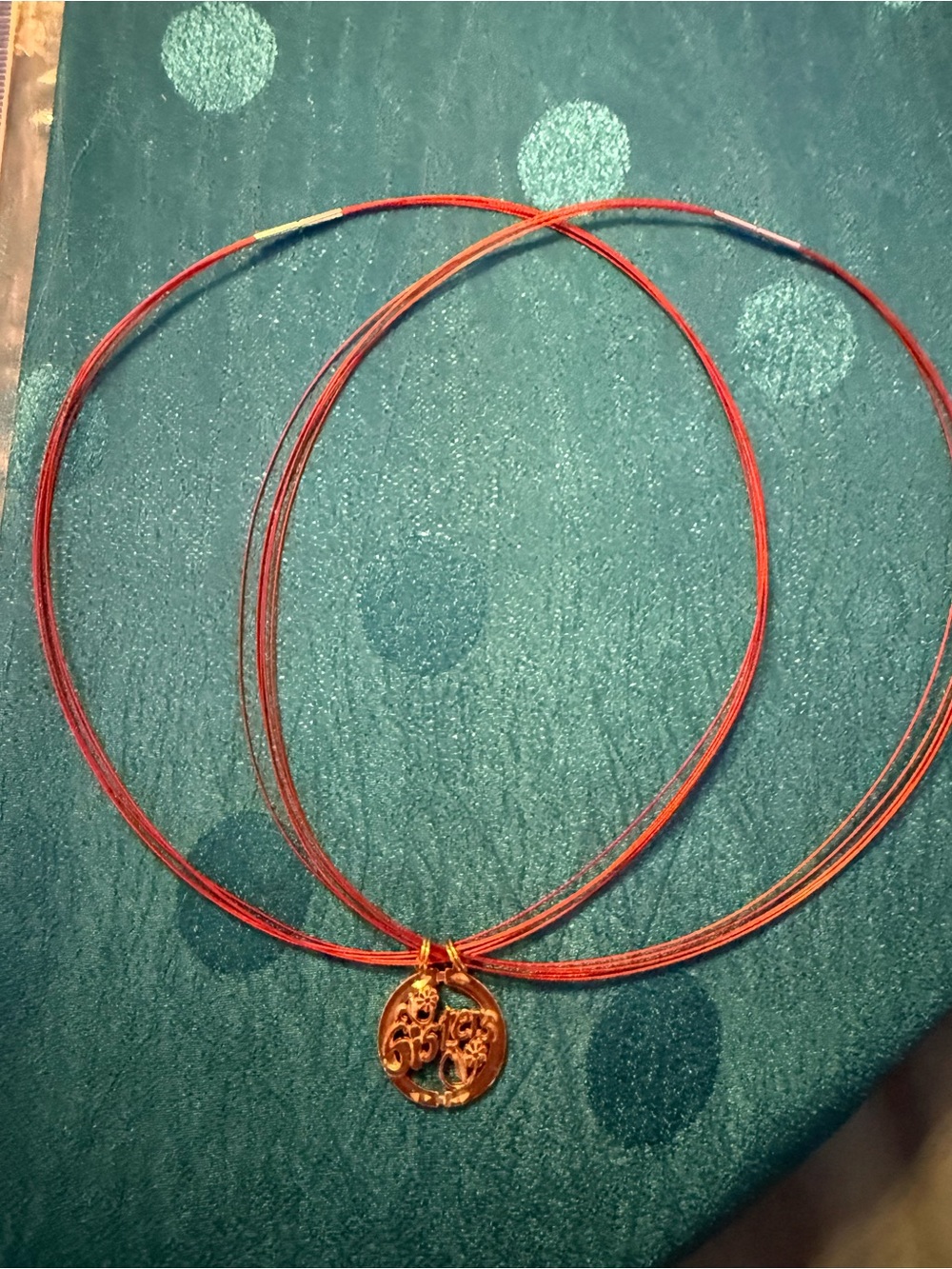 Sisters sterling silver, gold tone Floral Round split Pendant Necklaces